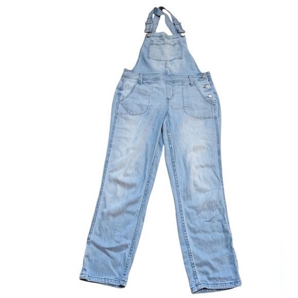 Anthropologie Level 99 Denim Overalls Soft size Medium Classic Boho Medium Wash - Picture 2 of 7